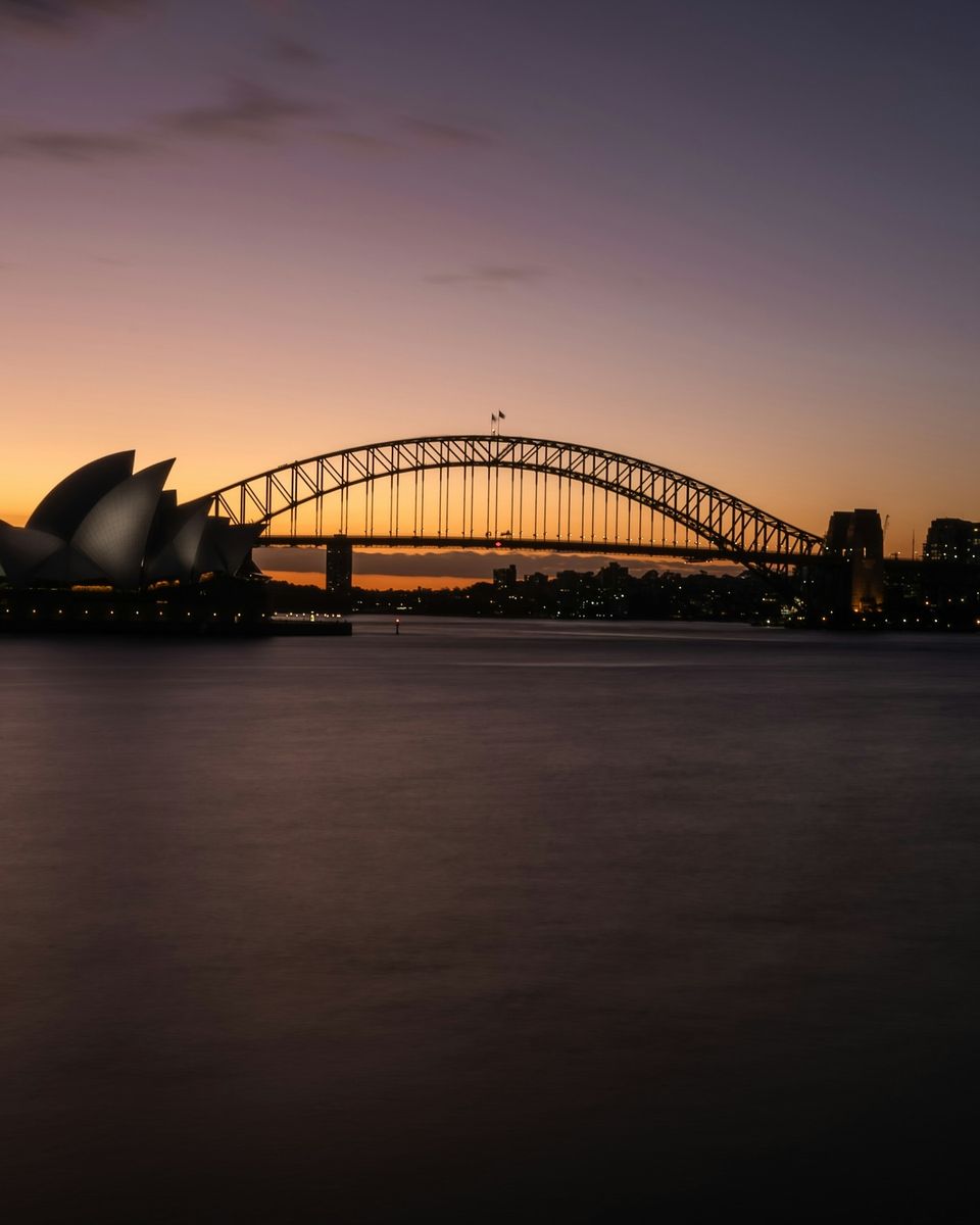 Sydney Opera House and Harbour Bridge at dusk